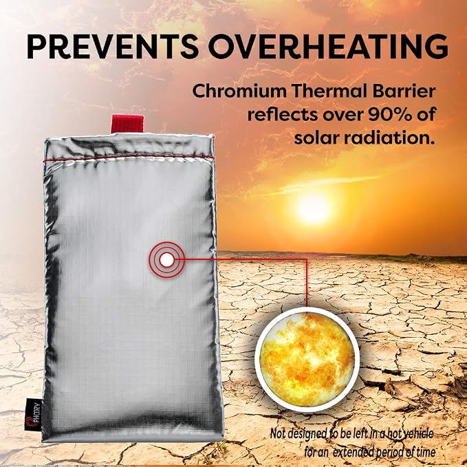 PHOOZY Apollo Thermal Phone Case | Insulated Phone Pouch Extends Battery Life 3X | Heat Resistant Drop Protection | Military Grade Water Resistant | Medium | Silver - Image 6