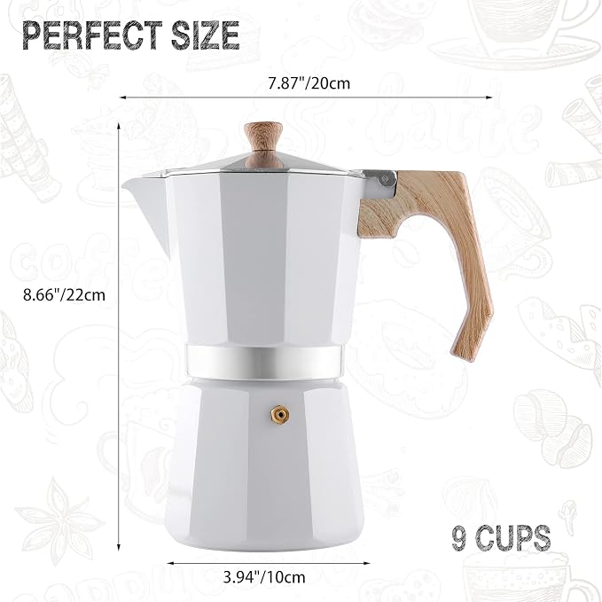 wedrink Stovetop Espresso Maker Aluminum Moka Pot 9 Espresso Cup-15.2OZ Cuban Coffee Maker Stove top Coffee Maker Moka Italian Espresso - Image 2