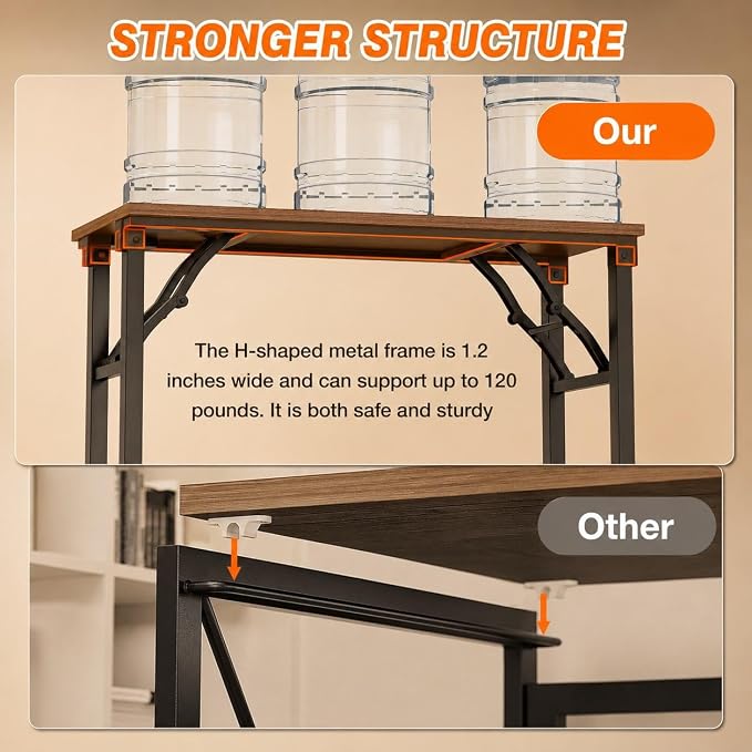 Folding Table Computer Desk - 35.8" No Assembly Folding Desk Design and Foldable Office Desk, Small Desk for Bedroom, Compact Storage Portable Use for Dorm and RV Small Space, Dark Walnut - Image 7