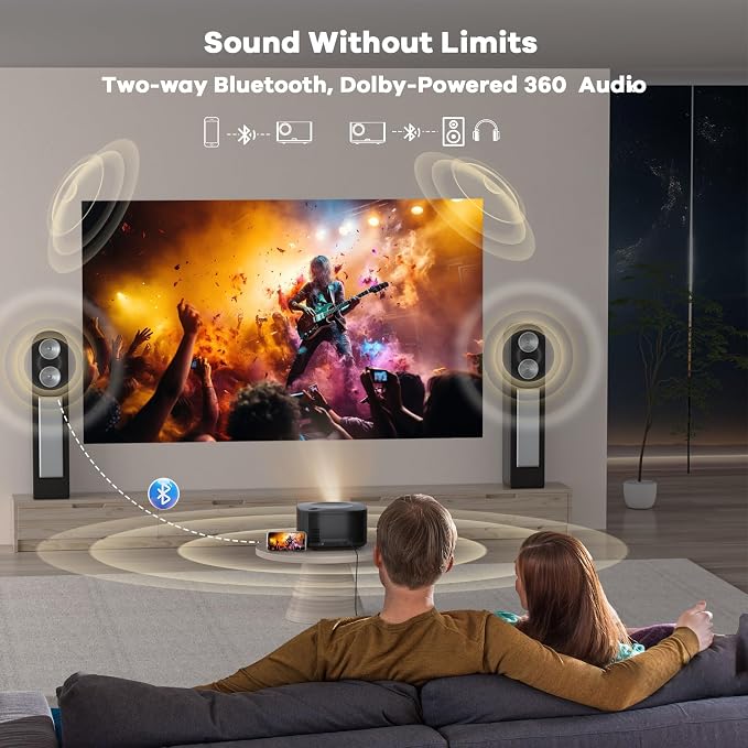 Outdoor-Projector-4K with WiFi and Bluetooth:[3500 Bright/60W Dolby Audio/Official Licensed Apps],Smart-Projector with AI Auto Focus,ONOAYO ONO5Pro 2.0 Movie Projector for Indoor/Outdoor 2026New - Image 4