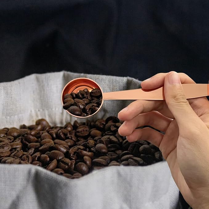2-in-1 Coffee Scoops, 304 Stainless Steel Tablespoon Measure Spoon, with Pressed Bottom for Coffee Bean Press Coffee Grinding Pressing（Rose Gold15 ml） - Image 7