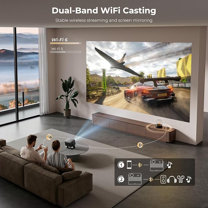 ELEPHAS Smart 4K Projector with WiFi and Bluetooth - Compatible with Netflix/Prime Video/YouTube, 270° Rotatable, AI Auto Focus & Keystone, Portable Home Theater Movie Projector for Indoor Outdoor - Image 6