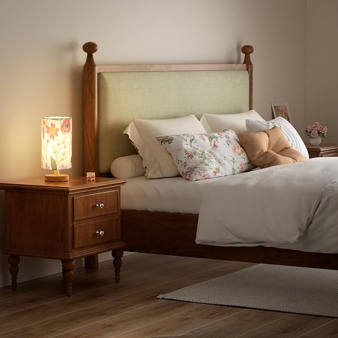 Fenmzee Small Table Lamps (Floral White Shade, 9" Inline Control) | 3000K LED Blub Included | 680 Lumens | Easy Assembly | Minimalist Design | E26 | for Kitchen | for Kids Room - Image 6