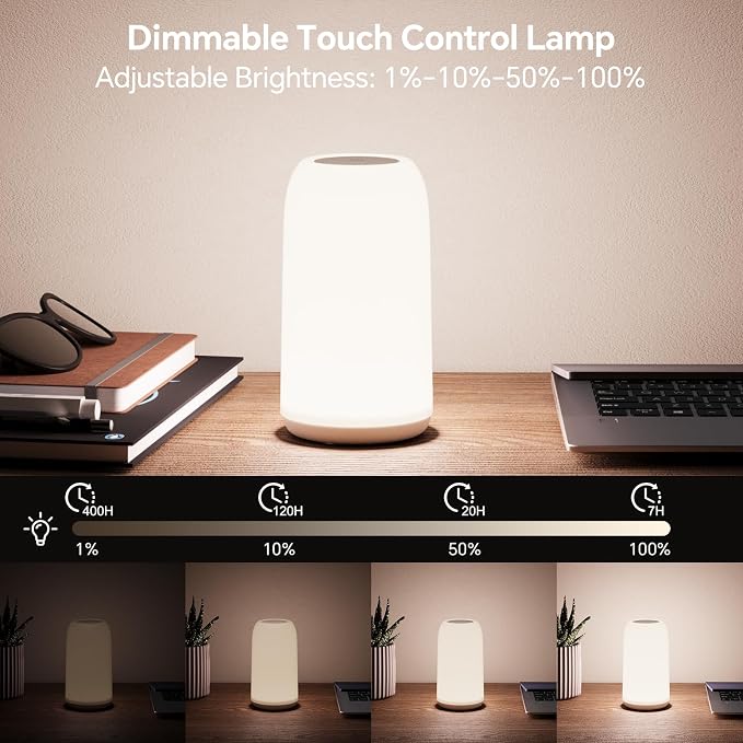 Touch Bedside Table Lamp, [Sleek Design & RGB Mode] 3 Way Dimmable Small Lamp for Bedroom, LED Lamp with Warm White Lights, Multi-Color Smart Nightstand Light for Living Room Home Gifts - Image 2