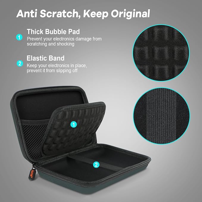 Shockproof Hard Shell Case - Large Electronic Organizer Carrying Case for External Hard Drive, Power Bank, Charger, Battery, GPS, Cell Phone - Portable Storage Pouch Bag Travel Case - Grey Blue - Image 3