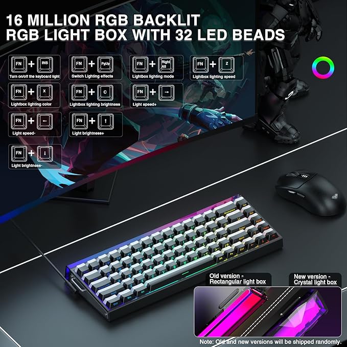 AULA Hero 68 HE 60% Gaming Keyboard Wired, Hall Effect Magnetic Switch Keyboard with 8K Hz Polling Rate, Side Printed PBT Keycaps, RGB Backlit Light Box, Customizable Web Software for PC/Mac Gamers - Image 3