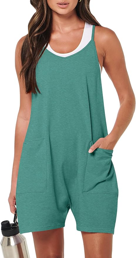 ANRABESS Womens Rompers Summer Casual Loose Sleeveless Overalls Spaghetti Strap Shorts Jumpsuit 2026 Beach Vacation Clothes by ANRABESS