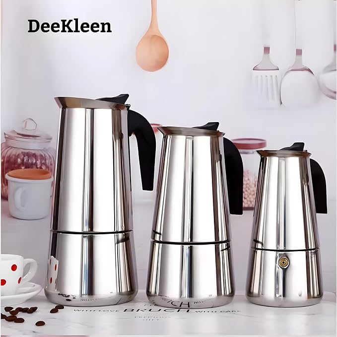 Stainless Steel Moka Pot Espresso Maker,Stovetop Moka Pot,Percolator Coffee Pot,Italian Coffee Maker,Cuban Café Brewing,Greca Coffee Maker (4 CUP) - Image 7