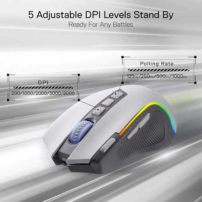 Redragon M612 Wireless RGB Optical Gaming Mouse 8000 DPI Remapping Keys | Cable-Free 0 Delay, Redefine Keybinding Macro, Vibing Backlight, Ergonomic Grip Body Comfort - Image 3