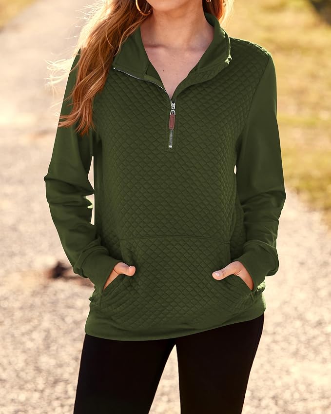 BTFBM Women Fashion Quilted Pattern Lightweight Zipper Long Sleeve Plain Casual Ladies Sweatshirts Pullovers Shirts Tops - Image 7