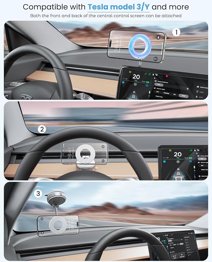 Jononser Magnetic Car Phone Mount, Compact Foldable Phone Holder with Strong Nano Adhesive & N52 Magnet, 360° Adjustable Dashboard/Windshield Mount for iPhone 17/16/15/14/13/12 & MagSafe Devices - Image 6