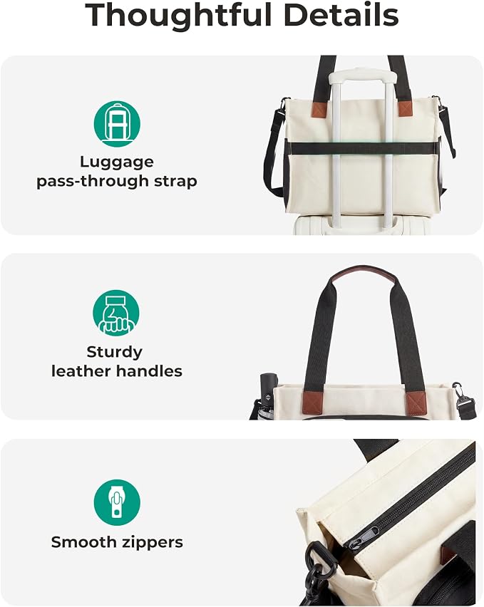 BAGSMART Small Tote Bag for Women, 13'' Laptop Canvas Work Bag with Zipper | 30oz/40oz Tumble & 11 Pockets Travel Tote, Teachers/Nurses, Lightweight Canvas or Water-Resistant Puffer Taslon Crossbody Bag - Image 6