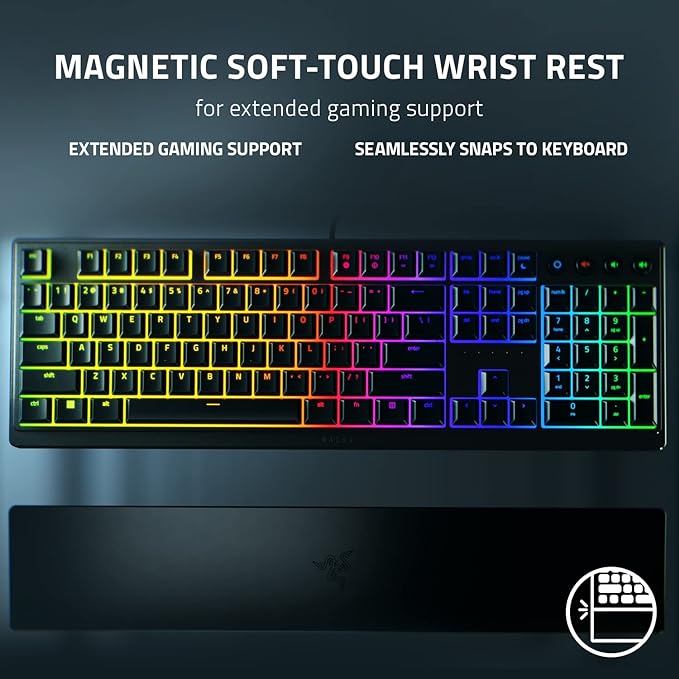 Razer Ornata V3 Gaming Keyboard, Low-Profile Keys, Black | Mecha-Membrane Switches, UV-Coated Keycaps, Backlit Media Keys, 10-Zone RGB Lighting, Snap Tap, Magnetic Wrist Wrest - Image 6