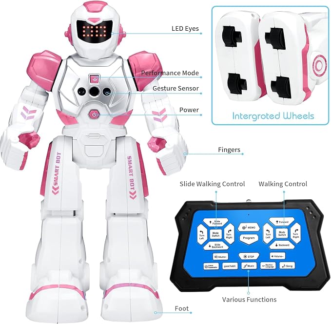 KingsDragon Robots Toy for Kids, RC Gesture Sensing Toy, Interactive Walking Singing Dancing Robot Birthday Presents for Boys Girls Age 6 7 8 9 Years Old,Pink - Image 7