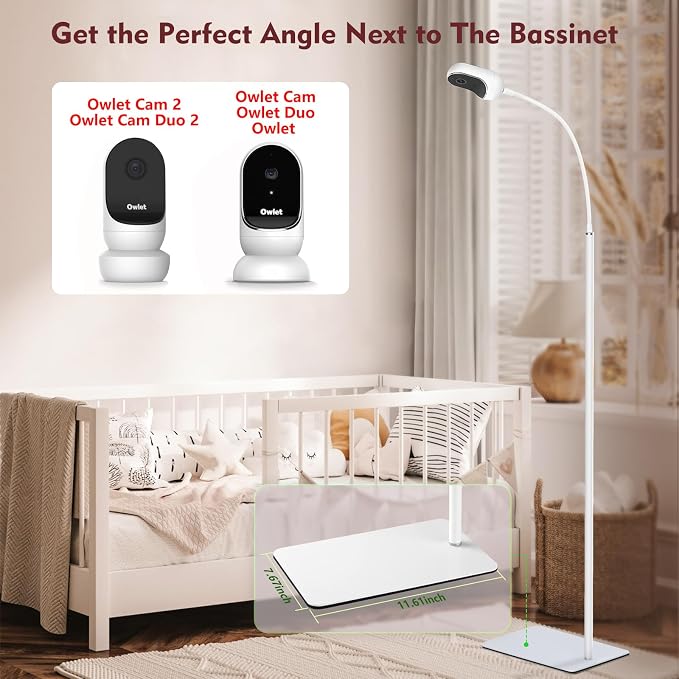 Baby Monitor Floor Stand Compatible with HelloBaby, Nanit Pro, Infant Optics, Babysense, Owlet, Baby, Bonoch, Adjustable Height from 37.4-69, Universal Baby Camera Stand Mount, Safety for Nursery - Image 6
