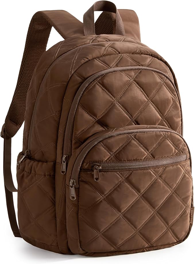 BAGSMART College Laptop Backpack,Cute Travel Backpack for Women,Quilted Computer Bookbag by BAGSMART