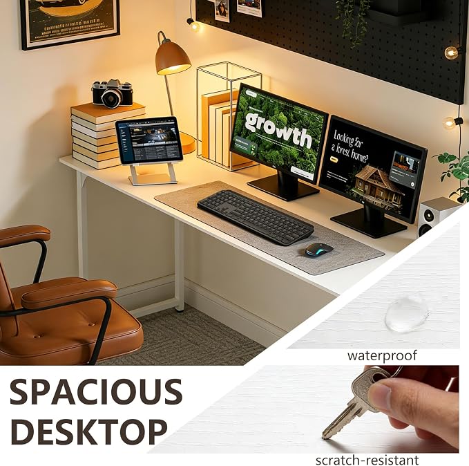 BestOffice Computer Desk,Home Office Desk, Modern Simple Style for Home Office Study Writing (White, 55 Inch) - Image 4
