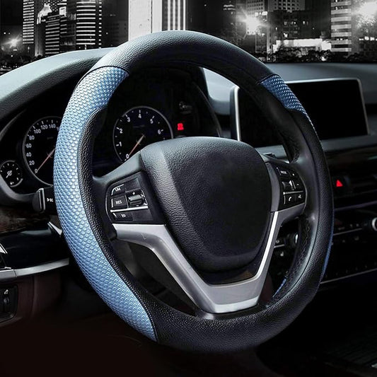 Valleycomfy Steering Wheel Cover with Microfiber Leather for Car Truck SUV 15 inch (Blue) by Valleycomfy