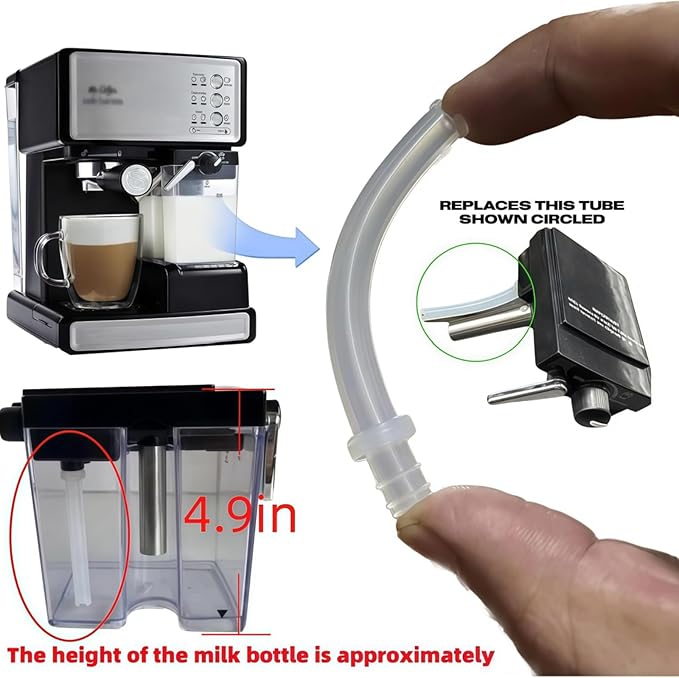 (2 pack) 162416-000-000 silicone tube Milk Frothing silicone Pipe Tube Compatible with Mr Coffee BVMC-ECMP1000 BVMC-ECMP1000RB BVMC-ECMP1102 Coffee Maker Milk foam straw - Image 2