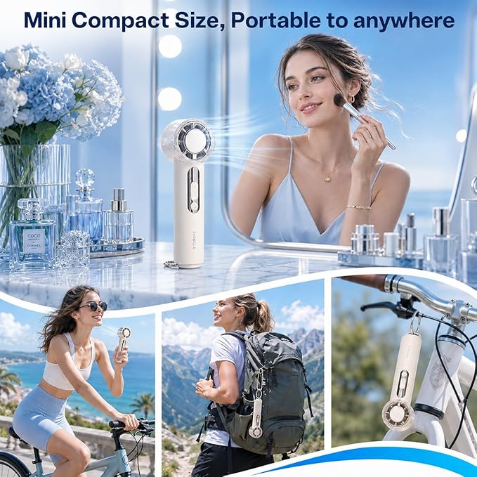 TORRAS COOLiFY iva Handheld Fan with Ice Cooler, [Chill by 50°F], 0-100 Adjustable Speed, Super Mini Powerful Portable Fan 4900mAh Rechargeable, Hand Fans for Travel Essentials,Mothers Day Gifts,Ivory - Image 5