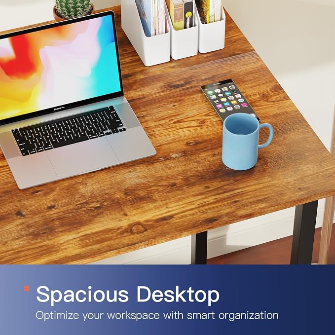 PayLessHere | 32 Inch Computer Desk | Vintage | Sturdy Office Desk | Metal Frame, Adjustable Feet | Water-Resistant, Scratchproof Surface | Writing Table for Home Office or Study | Pack of 1 - Image 5
