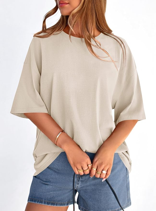 PRETTYGARDEN Womens 2026 Spring Going Out Tops Casual Short Sleeve Crewneck Loose Fit Basic Oversized T Shirts Summer Outfits - Image 5