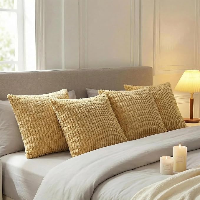 Fancy Homi 4 Packs Decorative Throw Pillow Covers for Living Room Couch Bed, Modern Farmhouse Boho Home Décor Accent Cushion Case, 20" x 20", Mustard Yellow - Image 7