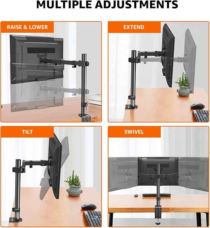 Amazon Basics Single Computer Monitor Stand with Tilt and Rotation,Height Adjustable VESA Desk Arm Mount,Steel,30 inches,Black,(Pack of 6) - Image 6