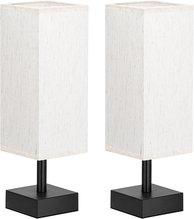 aooshine Beige Bedroom Table Lamp Set - Bedside Lamps for Nightstand Set of 2, Minimalist Lamps for Desk, Dorm, Kids Room, Bulb Not Included | Inline Rocker Switch, Corded Electric, Bulb Not Included, 12.8" Mini Table Lamps for Bedroom, Nightstand, Des... - Image 6