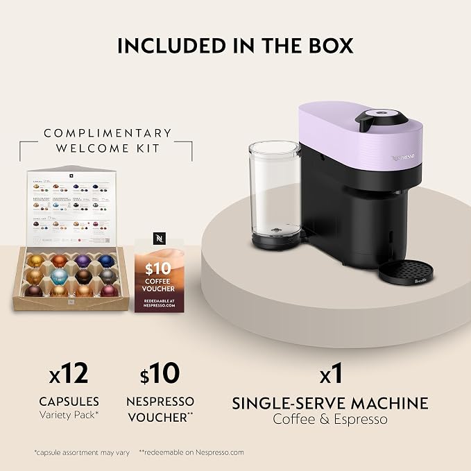 Nespresso Vertuo Pop+ Coffee and Espresso Maker by Breville, Lilac - Image 3