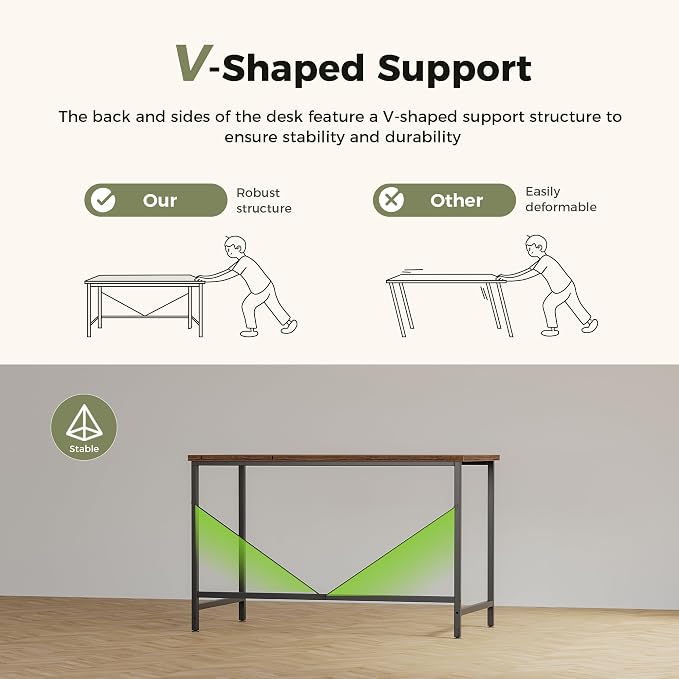 Mericonia 32x20 Inch Computer Desk, 0.6" Thick Small Office Table | Modern Simple Style, Small Study & Writing Table for Home Bedroom Work, Brown - Image 9