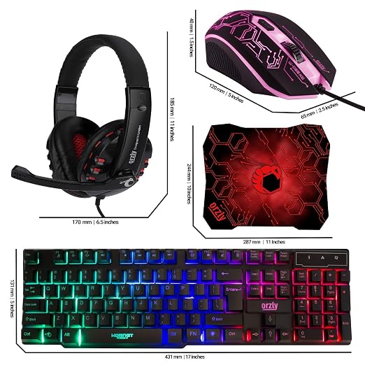 Gaming Keyboard and Mouse and Mouse pad and Gaming Headset, Wired LED RGB Backlight Bundle for PC Gamers and Xbox and PS4 Users - 4 in 1 Edition Hornet RX-250 - Image 7