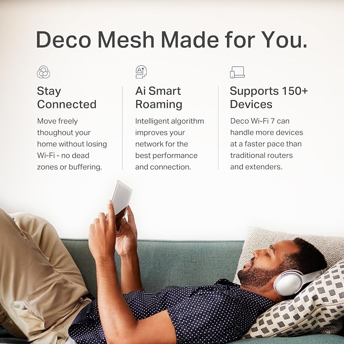 TP-Link Deco 7 BE25 Dual-Band BE5000 WiFi 7 Mesh Wi-Fi System | 4-Stream 5 Gbps, 240 Mhz Channels | Covers up to 4,600 Sq.Ft | 2X 2.5G Ports Wired Backhaul | VPN,MLO, AI-Roaming, HomeShield, 2-Pack - Image 8