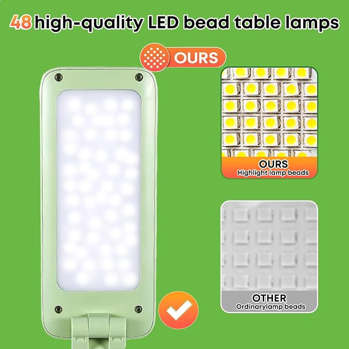 VAVOFO Cute Bunny Desk Lamp, Foldable LED Rechargeable Eye-Caring Reading Light, 3 Color Modes Dimmable Night Light for Kids Girls Bedroom Study Dorm Room (Mint Green) - Image 7