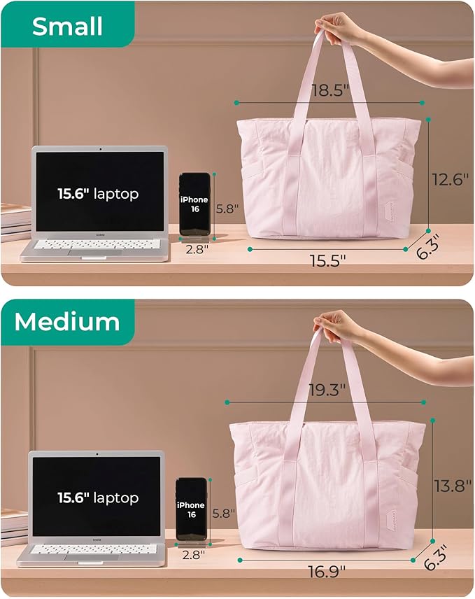 BAGSMART Tote Bag for Women, Tote Bag with Zipper Work Tote with Compartments Nurse Shoulder Hanbag for Travel, Gym - Image 3