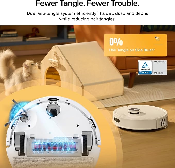 roborock Q7 M5+ Robot Vacuum and Mop, Up to 7-9 Weeks Self-Empty, 10000Pa | Upgraded from Q5 Max+, Dual Anti-Tangle System for Pet Hair & Carpet, PreciSense LiDAR Navigation, App Control, White - Image 4