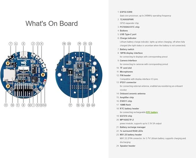 ESP32-S3 AI Smart Speaker Development Board, Supports Dual-MIC Audio Capture, AI Speech Interaction, Surround RGB Lighting, External LCD Displays and Cameras, 2.4GHz Wi-Fi & BlE 5, etc. - Image 5