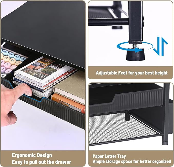 Printer Stand for Desk, Desk Organizer with Storage, Desktop Printer Table for Home Office, Multi-Purpose for Home Printer, Fax Machine, Scanner, Die-Cut Machine (Black) - Image 7