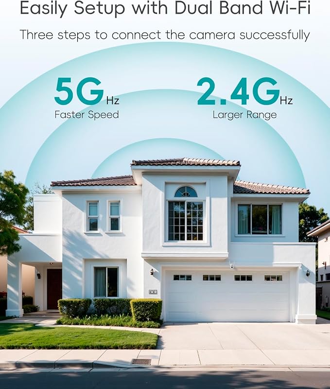 ZUMIMALL 2K 3MP Wired Camera for Home Security, 2.4G/5G WiFi Security Camera Outdoor, 24/7 Recording, AI Motion Detection, Cloud & SD Card Storage, 2-Way Audio, 360° PTZ Auto Tracking, Work with Alexa - Image 6