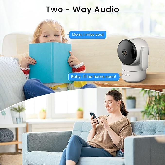 AMOROM Indoor Camera 2K, Baby/Kids/Elderly/Dog/Cat Camera | AI Smart Detection & Alarm, 2-Way Audio, Night Vision, 2.4G&5G WiFi App Control, Cloud & SD Card Storage, 2 Pack - Image 5