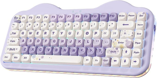 YUNZII C75 Cute 75% Wireless Mechanical Keyboard (Purple, Candy Switch) | Creamy Cake Keyboard, BT5.0/2.4G/USB-C, Hot-Swap, NKRO, PBT MOA Keycaps,5500mAh RGB Gasket Mount for Mac/Win/Gaming/Office by YUNZIIMECHANICALKEYBOARD