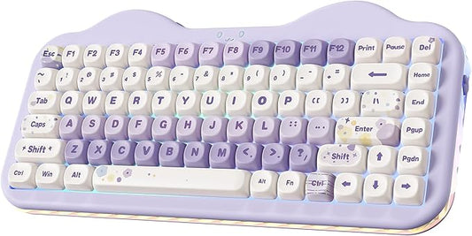 YUNZII C75 Cute 75% Wireless Mechanical Keyboard (Purple, Milk V2 Switch) | Creamy Cake Keyboard, BT5.0/2.4G/USB-C, Hot-Swap, NKRO, PBT MOA Keycaps,5500mAh RGB Gasket Mount for Mac/Win/Gaming/Office by YUNZIIMECHANICALKEYBOARD