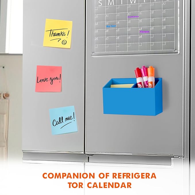 BEYGORM Magnetic Dry Erase Marker Holder for Whiteboard & Refrigerator | Non-slip Acrylic Pen Holder for Classroom, Fridge Magnet, Locker Organizer Accessories, Teacher & School Supplies(Blue) - Image 3