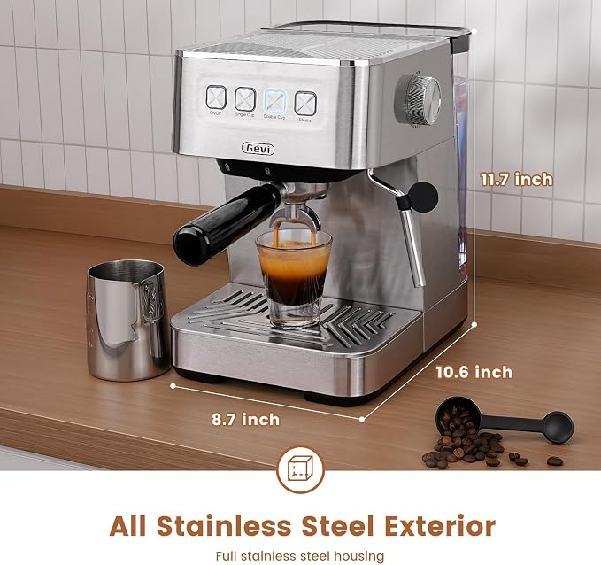 Gevi 20 Bar Espresso Machine, Programmable Coffee Maker with Milk Frother | Budget under$100; Removable Water Tank; Produce Good Crema; Include Necessary Accessories; Can Make Americanos; Easy to Clean - Image 2