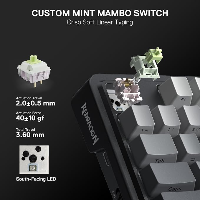 Redragon K743 PRO GB 80% Gasket RGB Gaming Keyboard w/Hype 1.14’’ TFT Screen & Knob, 84 Keys Mechanical Keyboard, 5-Layer Noise Dampening, Hot-Swap South-Facing RGB Socket, Gradient PBT Keycaps - Image 5