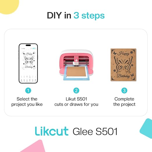 Likcut Vinyl Cutter Machine Cardstock Creator Bundle with Carrying Case & Accessories - Create a Sticker Machine, Portable Vinyl Printer for HTV, Cardstock and Creative DIY Joy - Image 4