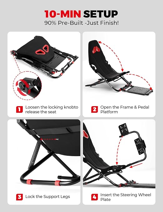 RACGTING Racing Simulator Cockpit for G920 G29 G923, Foldable Racing Simulator for Thrustmaster T248X T248 T300 T150 458 TX PS5 PS4 PC (Black) | 90% pre-assembled , Quick assembly , Space-saving Storage , Sturdy steel frame , For apartments & living rooms - Image 2