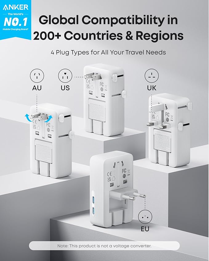 Anker Nano Travel Adapter, 2 USB C Universal Charger, 20W, 1× 2-Pin AC | European Power Plug, Smart Temperature Control, Works in 200+ Countries, Not a Voltage Converter, Travel Essentials(1-Pack) - Image 2