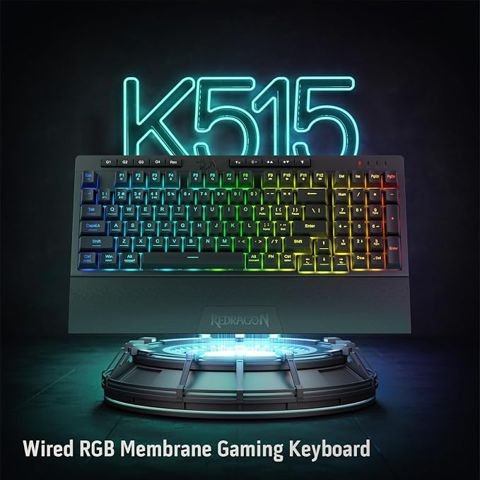 Redragon K515 PRO Shiva RGB Wireless Membrane Gaming Keyboard, 98 Keys Mechanical-Feel Keyboard w/Smooth Linear Switch, On-Board Macro & Multimedia Keys, Detachable Wrist Rest, Software Supported - Image 8