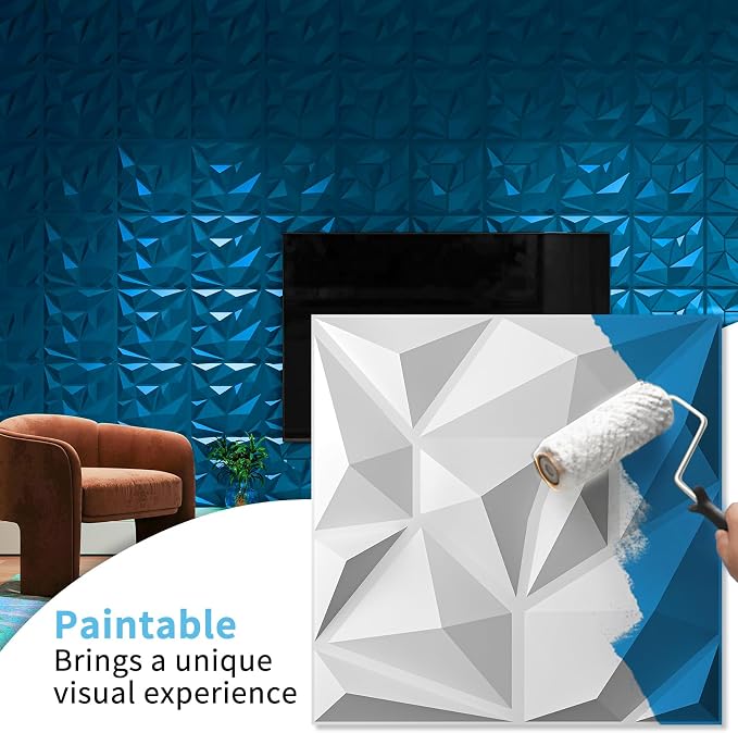 Art3d 100 Pack Decorative 3D Wall Panels, 19 Sq.Feet PVC Interior Wall Décor, 11.8"x11.8", White - Image 3